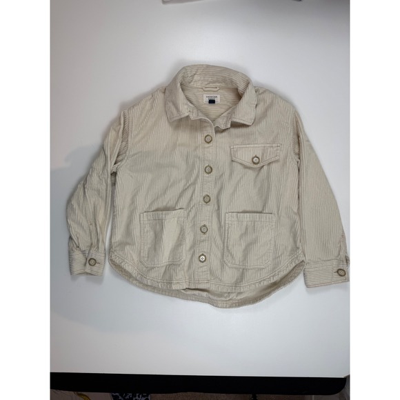 American Eagle Corduroy Shirt Jacket Button Front Pockets Beige Large‎ - Picture 1 of 5